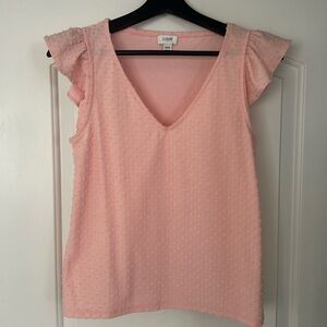 JCrew pink v-neck blouse with cap sleeves - Xxs